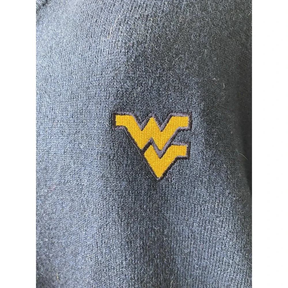 West Virginia Mountaineers Sweater Mens Size XXL Blue V Neck Pullover Wool Blend